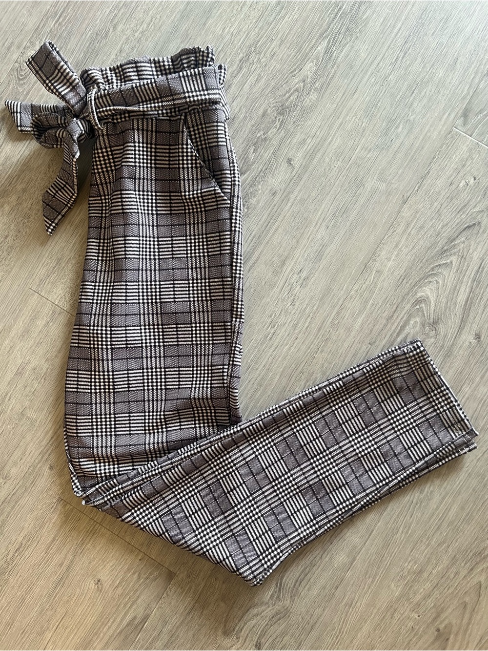 Plaid Paperbag Waist Trousers | High-Waist | Workwear